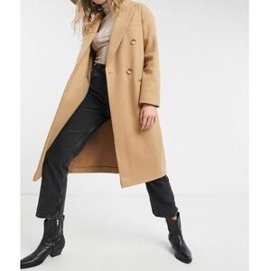 Topshop Women’s Camel Fitted Coat